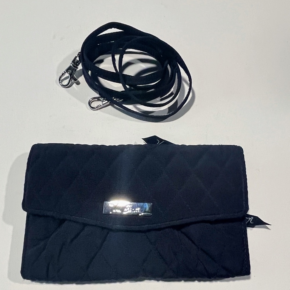 Vera Bradley Quilted Black Convertible Clutch with Strap